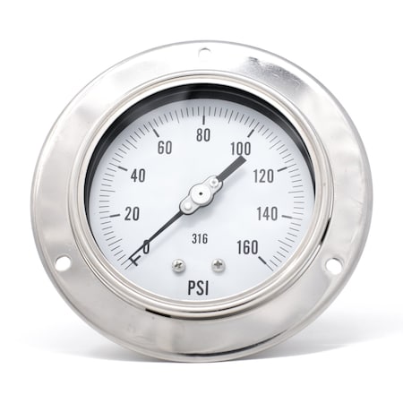 Pic Gauges 4 in Dial, 1/4 in NPT Male Lower Back Location, Stainless Steel Case Material PRO-314D-404F